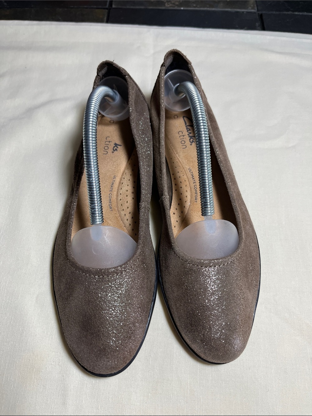 Clarks Collection Women's Brown Shimmery Suede Flats